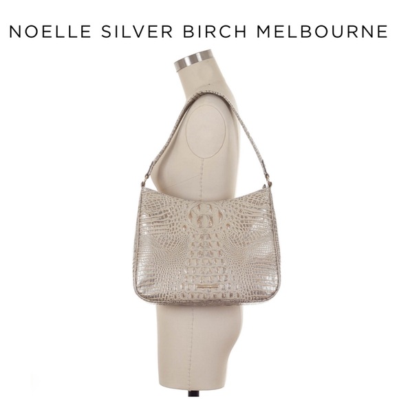 RARE Brahmin Leather Silver Birch Noelle Satchel - Picture 7 of 7